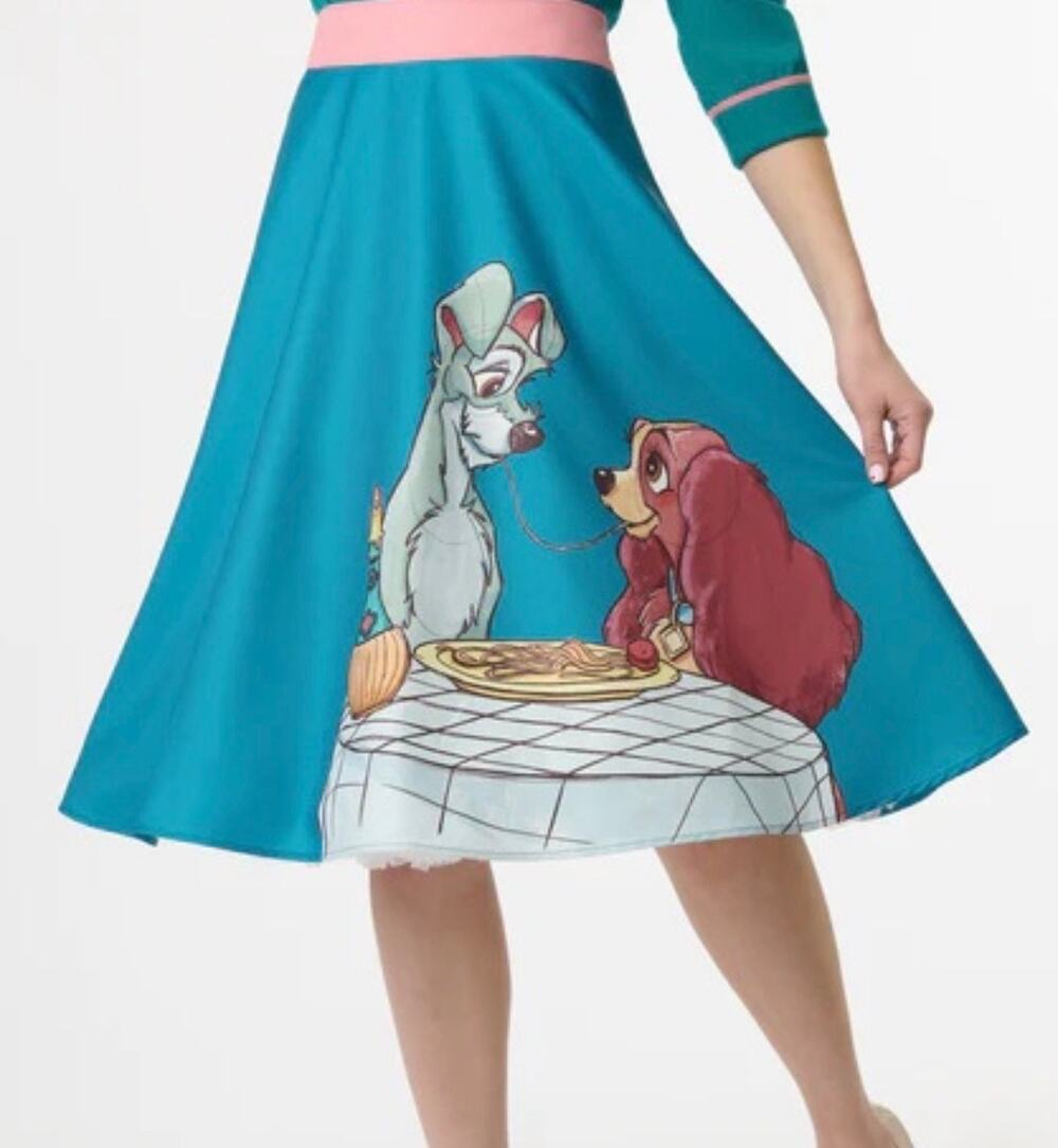 Unique Vintage Teal Disney Lady and The Tramp Swing Skirt 3X 20 NWT